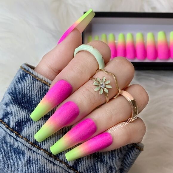 Neon Ombré Custom Press On NailsHigh Quality NailsHandmade